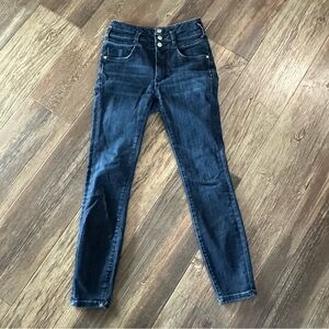 Anthropologie PILCRO high rise skinny dark blue denim jeans women's 27